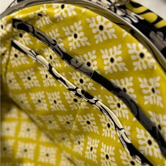 Lovely Vera Bradley Eloise Kiss lock RETIRED satchel black/yellow/tan/white - Picture 9 of 13
